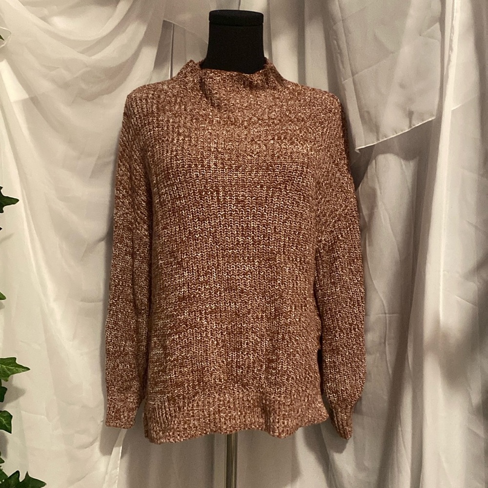 Cupcakes and Cashmere Rust Marled Funnel Neck Sweater